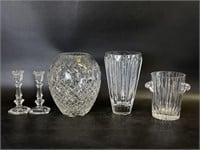 Crystal Vases, Ice Bucket & Candle Sticks