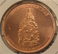 1 oz fine copper Merry Christmas coin