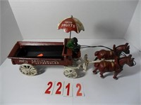 Cast Iron Horse Drawn Fruit Wagon with Umbrella