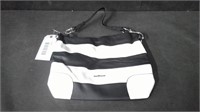 NEW ANGEL KISS PURSE - BLACK WITH WHITE STRIPES