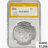 1928 Silver Peace Dollar PGA MS63