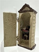 4 1/4 IN LEAD LITTLE BOY IN THE OUTHOUSE FIGURINE