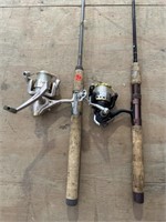 2 OPEN FACE SALTWATER ROD AND REELS