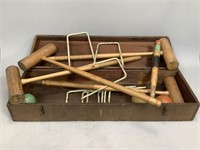 Vintage Croquet Set in Wooden Box