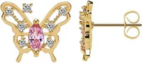 14k Gold-pl. 1.78ct Rose Quartz Butterfly Earrings