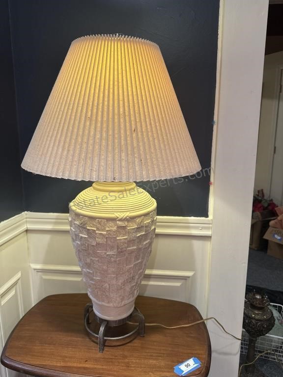 Ceramic Table Lamp Faux Stone Note Small Chip on