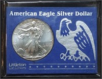 1997 1oz Silver Eagle Gem BU Little Holder