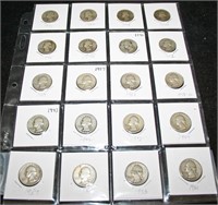 (20) 5$ Face Silver Washington Quarters 1941-1951
