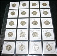 (20) 5$ Face Silver Standing Liberty Quarters