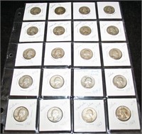 (20) 5$ Face Silver Washington Quarters 1936-1964