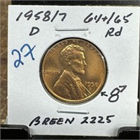 1958/7-D WHEAT PENNY CENT BREEN 2225