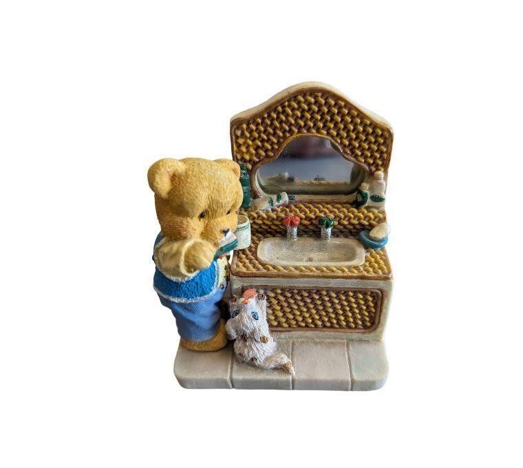 Teddy Bear Brushing teeth in Mirror