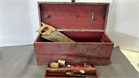 Antique tool box and tools