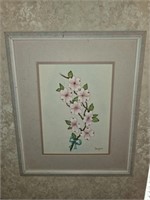 Signed Floral Painting in Paper