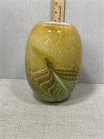 Art Glass Vase with yellow and green