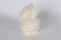 White Ceramic Covered Rooster Dish