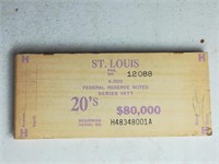 $20 1977 St Louis Federal Reserve Wood Brick End