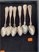 6 Boston Palmer & Bachelders Coin Silver Spoons