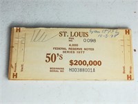 $50 1977 St Louis Federal Reserve Wood Brick End