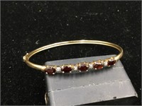 10kt Bangle Bracelet with Garnets & Diamonds
