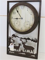 Wilderness Metal Clock w/ Thermometer & Humidity
