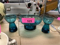 MORGANTOWN MID CENTURY GLASS BOWL CANDLE HOLDERS