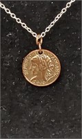 Rebublique Francaise coin necklace w/925 sterling