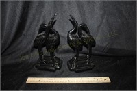 Black Glass Bird Bookends