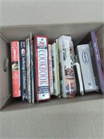 Box with many many cookbooks