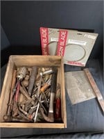 Dealer Box Lot Old Wooden Crate Filled W/Tools