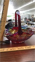 CARNIVAL GLASS BASKET