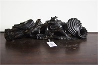 Carved black hardwood sculpture of a dragon