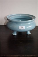 Pastel blue tripod circular shaped censer,