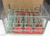 Vtg Returnable Coke Bottles In Borden Wire Crate