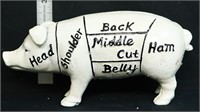 Cast iron white butcher cut pig bank