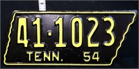 1954 state shaped TN license plate