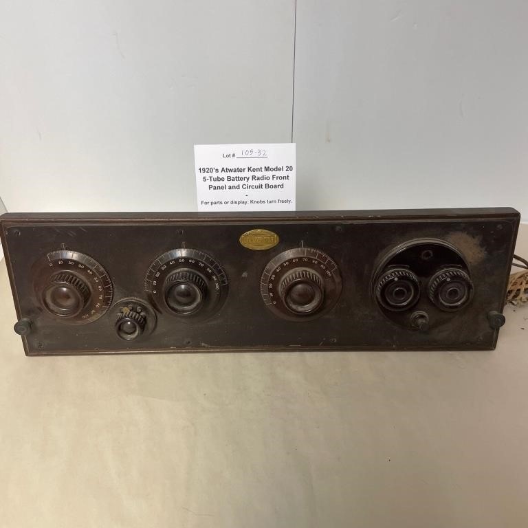 Atwater Kent model 20 Radio Front Panel & Chassis