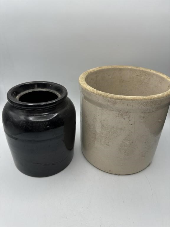 2 stoneware crocks