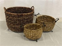 3 Decorative Rattan Baskets