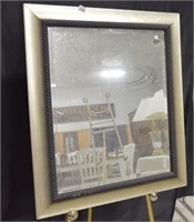 Large Silver and Black Framed Mirror