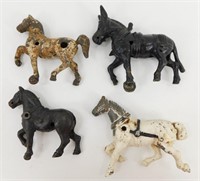 4 Antique Cast Iron Horses