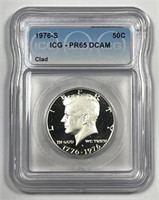 1976-S Kennedy Bicentennial Half Proof ICG PF65 DC