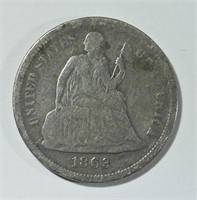 1863-S LIBERTY SEATED DIME VG