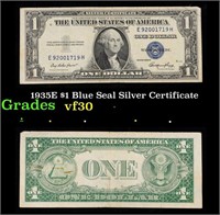 1935E $1 Blue Seal Silver Certificate Grades vf++