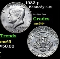 1982-p Kennedy Half Dollar 50c Grades Choice+ Unc