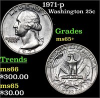 1971-p Washington Quarter 25c Grades GEM+ Unc