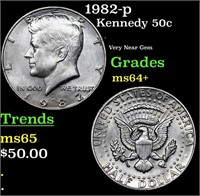 1982-p Kennedy Half Dollar 50c Grades Choice+ Unc