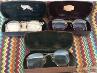 Lot of 3 Antique Pairs of Glasses in Cases
