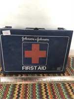 Blue Metal Vintage Johnson & Johnson First Aid Kit