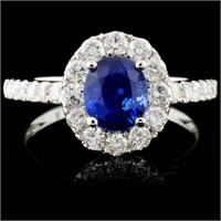 18K Gold 1.29ct Sapphire & 0.79ct Diamond Ring